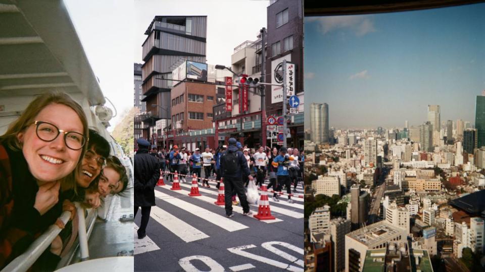 collage of students and japan