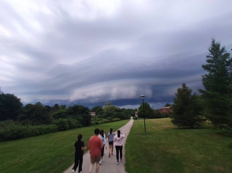 Enjoying a walk in Waterloo with classmates (a photo by Tim).