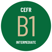 icon with text reading CEFR B1 INTERMEDIATE
