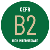 icon with text reading CEFR B2 HIGH INTERMEDIATE