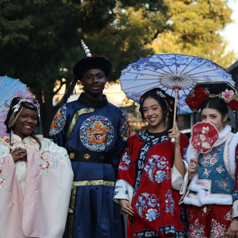 Students in traditional Chinese clothing 