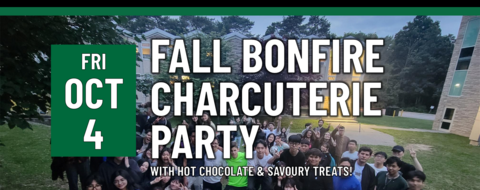 Fall Bonfire Charcuterie Party with hot chocolate and savoury treats on October 4