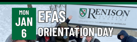 EFAS Orientation Day on Monday, January 6