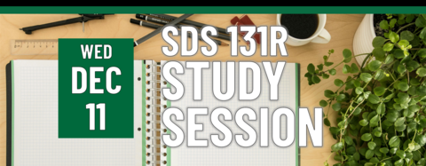 SDS 131R Study Session on Wednesday, December 11!