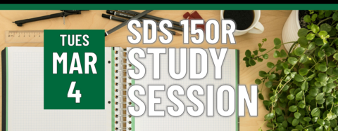 Header that says "tues march 4 - SDS 150R Study session"