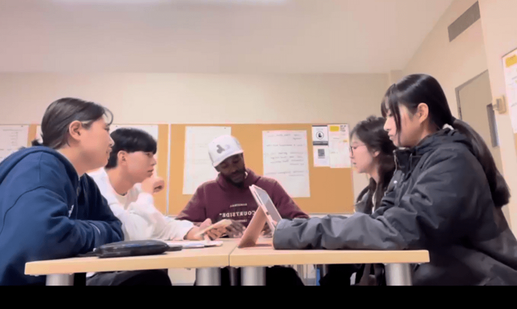 Students sitting in a classroom