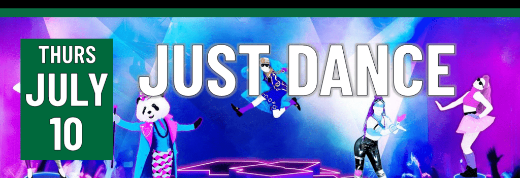 Header that says Just Dance event