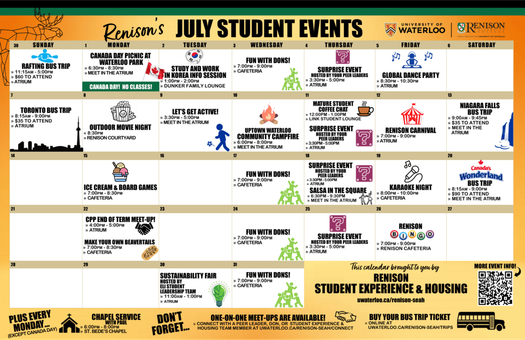 Renison July events Calendar