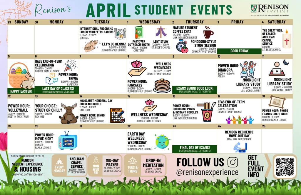 SEAH April 2026 Calendar