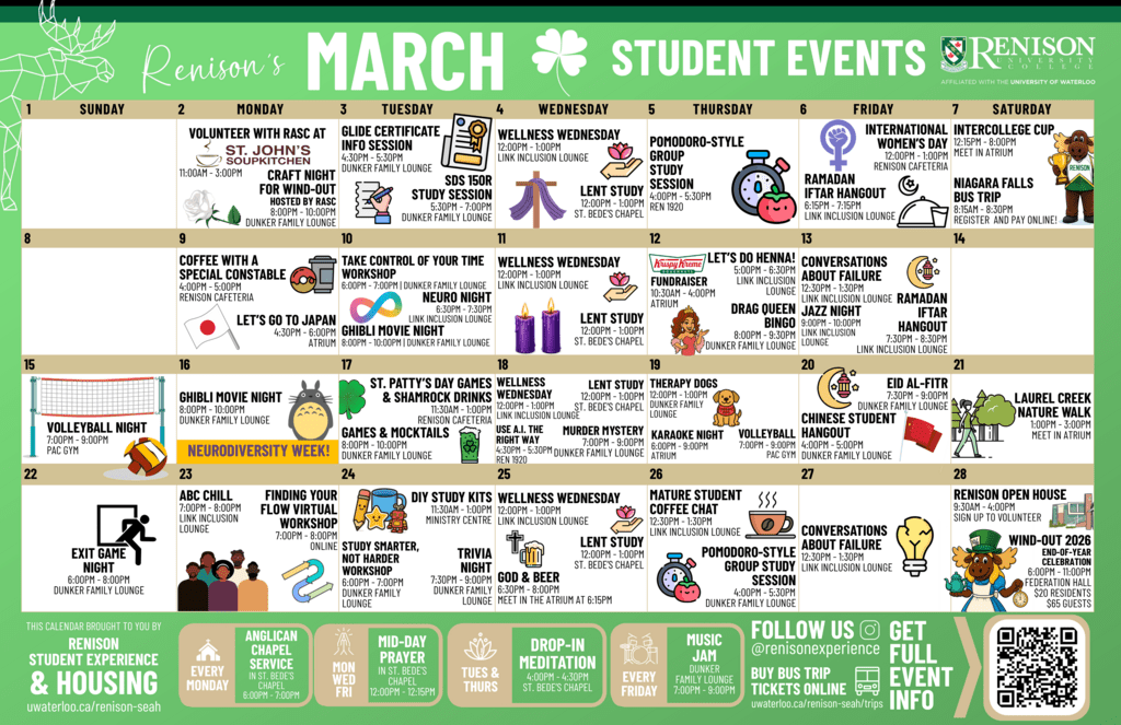March Events Calendar