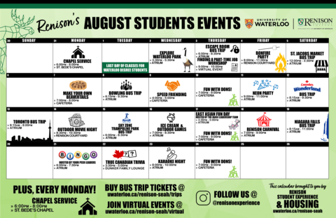 August Events Calendar