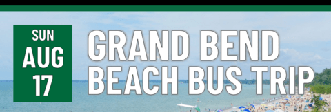 Header that says Grand Bend Beach Bus Trip