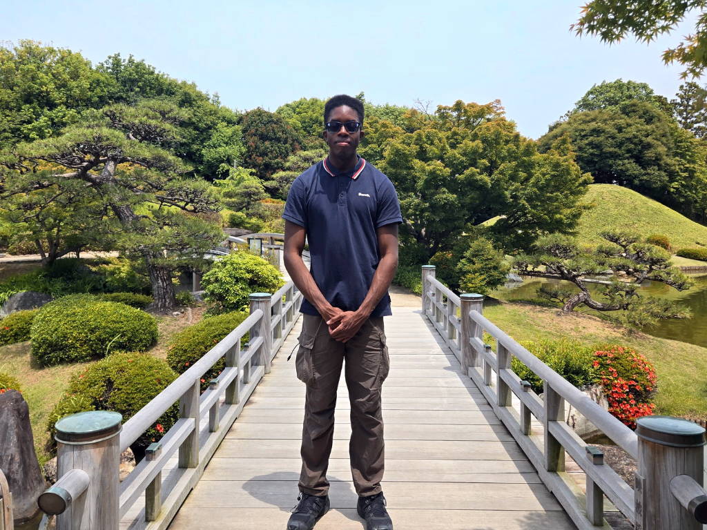 student in japanese garden 