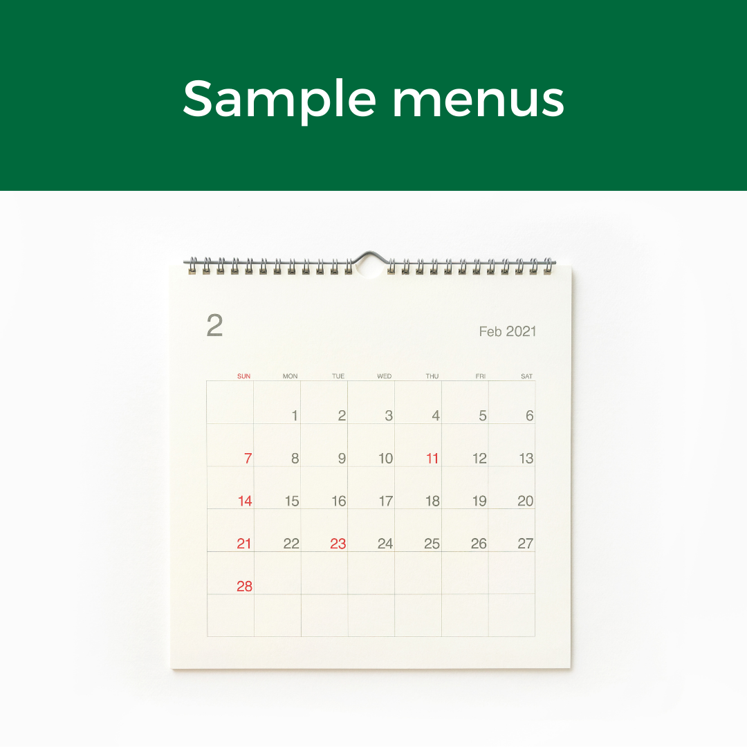 sample menus button with image of calendar