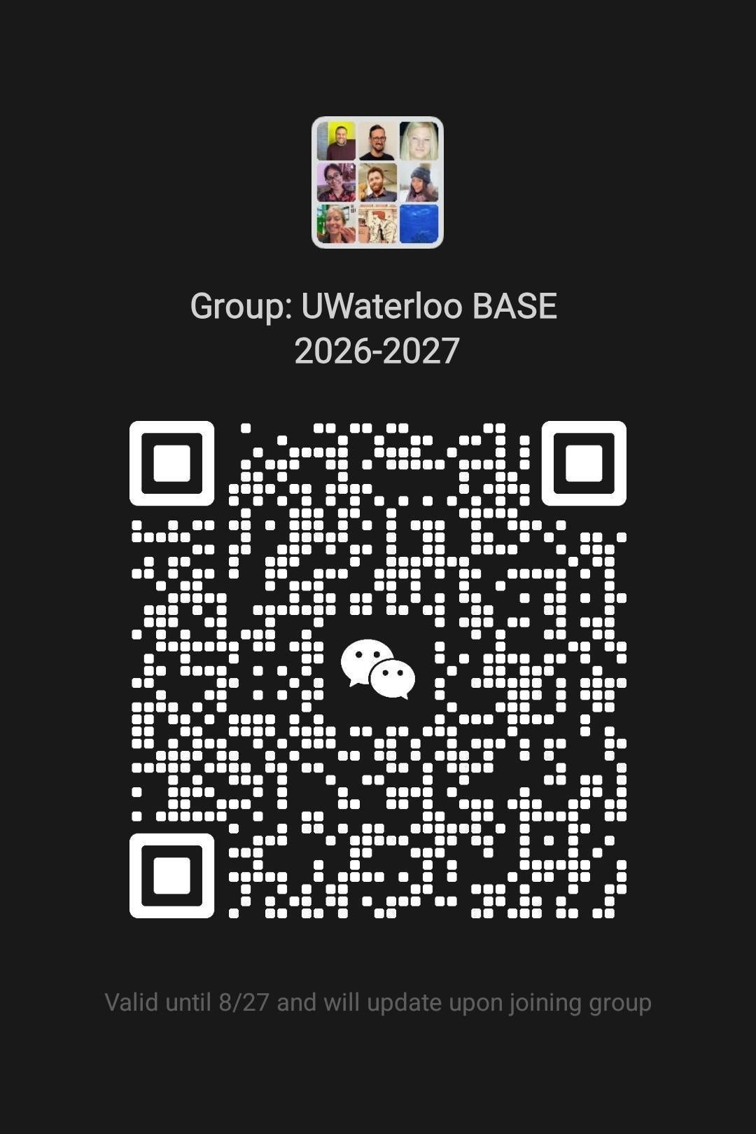 BASE 2026-27 WeChat QR code expires August 27