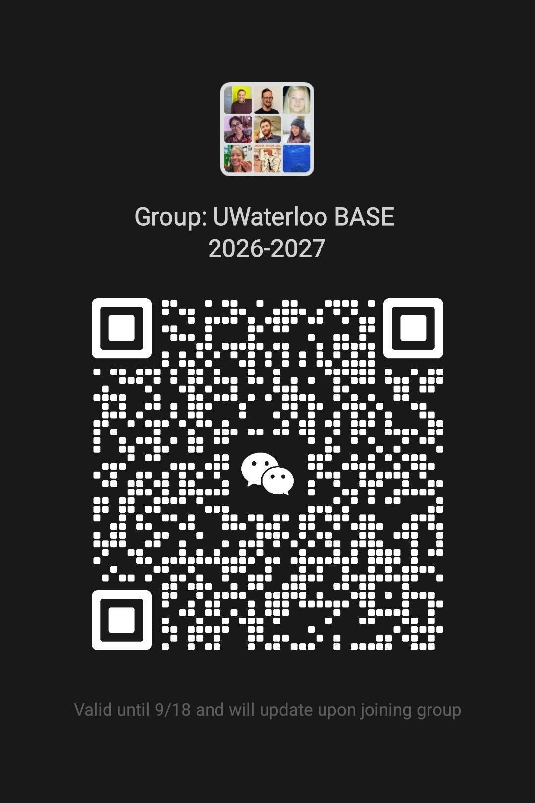 BASE 2026-27 WeChat QR expires Sept 18