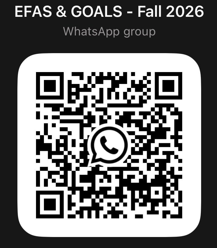 Fall 2026 EFAS and GOALS WhatsApp group chat QR code