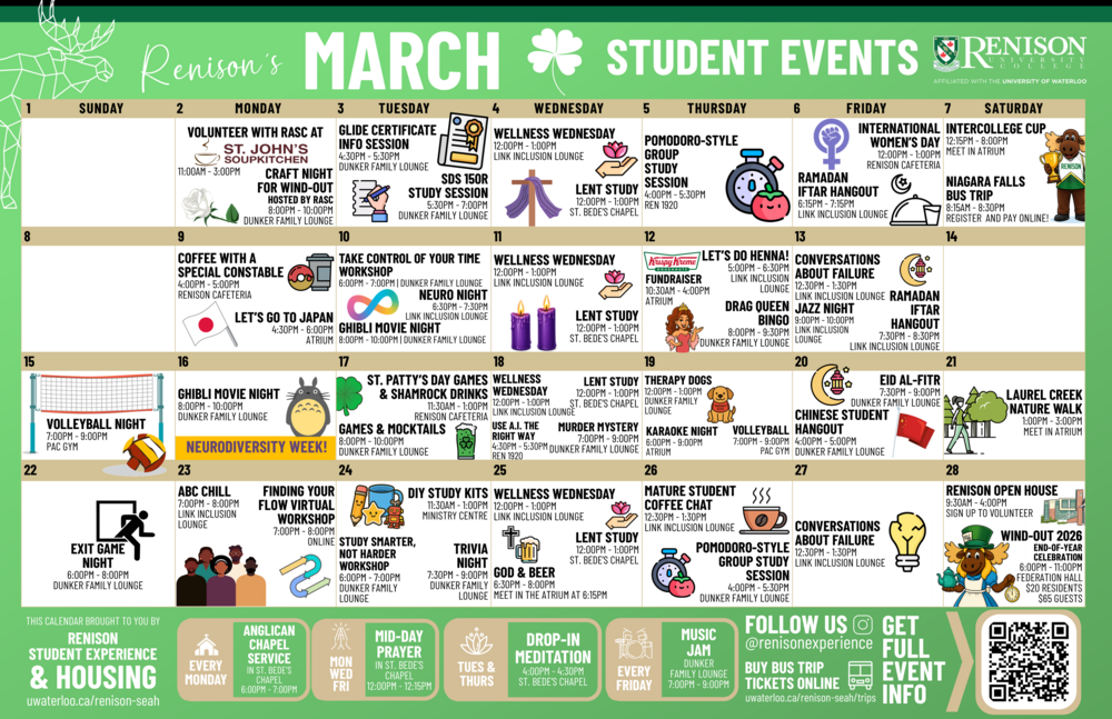 March Events Calendar