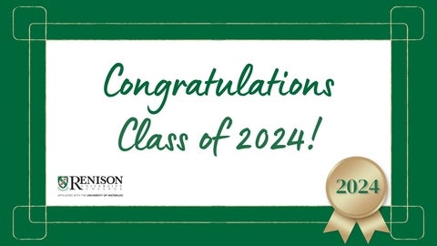 Green bordered certificate with medal on side that has 2024 engraved. The text reads: congratulations class of 2024!
