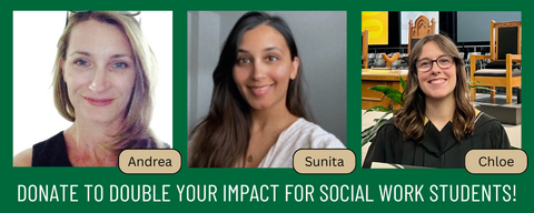 Banner for matching campaign for Social Work students