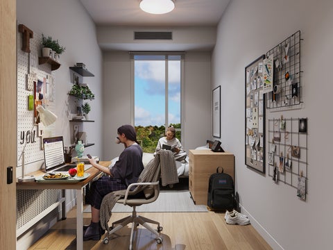 Rendering of a newly renovated residence room