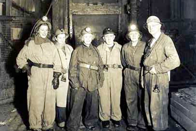 Photograph of Bishop and Mrs. Renison visiting a mine