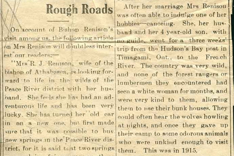 Newspaper article “She Has Travelled Rough Roads” 