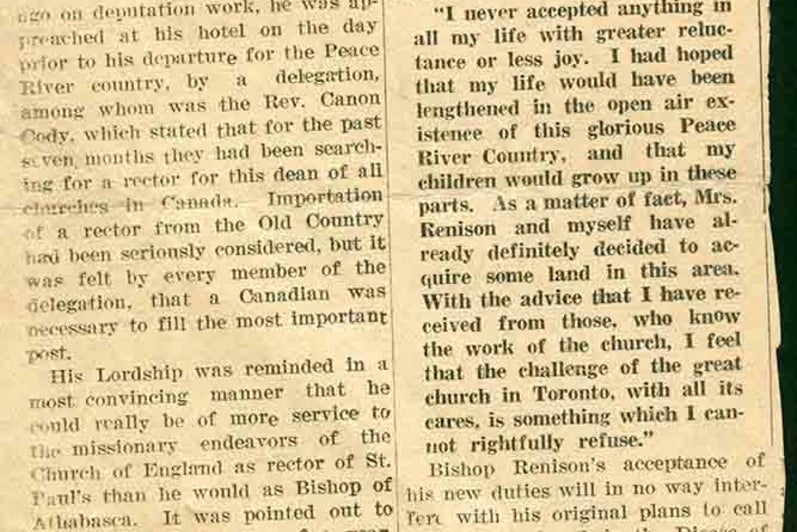 Newspaper article “Will Be Rector of Greatest Church in Canada; St. Paul’s”