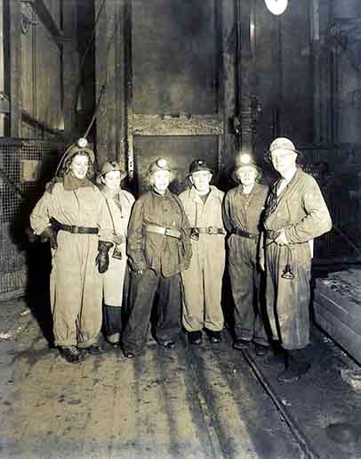 Photograph of Bishop and Mrs. Renison visiting a mine