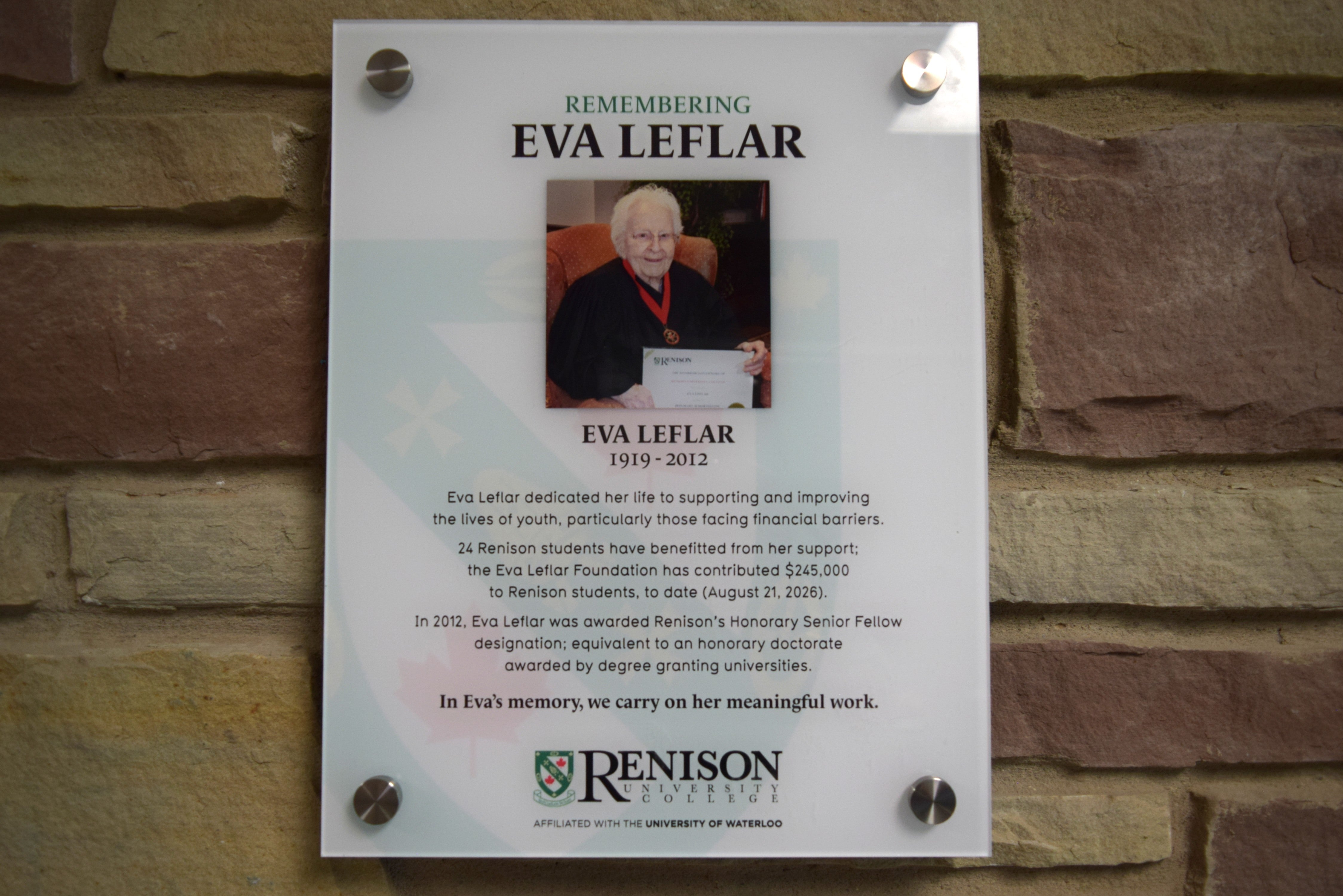 The Eva LeFlar plaque