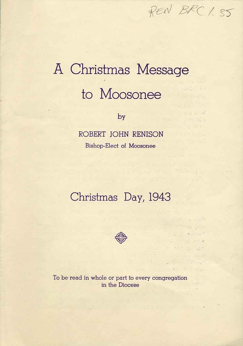 Booklet “A Christmas Message to Moosonee 1943.”