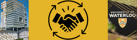 City University of Hong Kong and University of Waterloo building with an icon of shaking hand in the middle