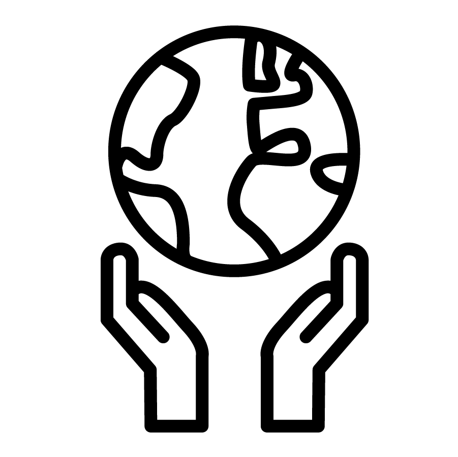 Icon of outstretched hands holding a globe