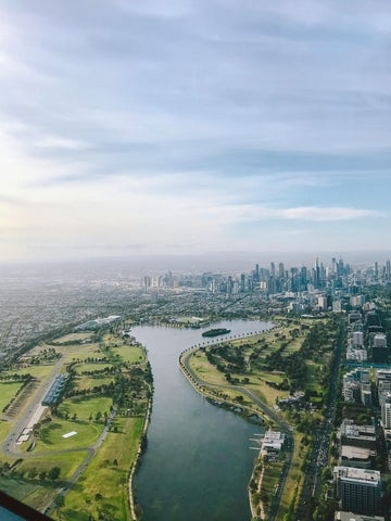 An aerial view of Melbourne, Australia.