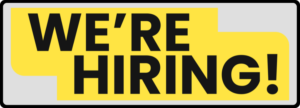 Black and gold image with the words "We're Hiring!"