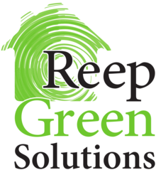 REEP Green Solutions logo graphic of green house and words.