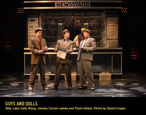  A scene from the play Guys and Dolls. Billy Lake, Kelly Wong, Jeremy Carver-James and Thom Allison. Photo by David Cooper.