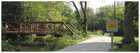 Mill Race Trail with bridge.