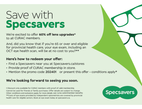 Specsavers poster and voucher information.