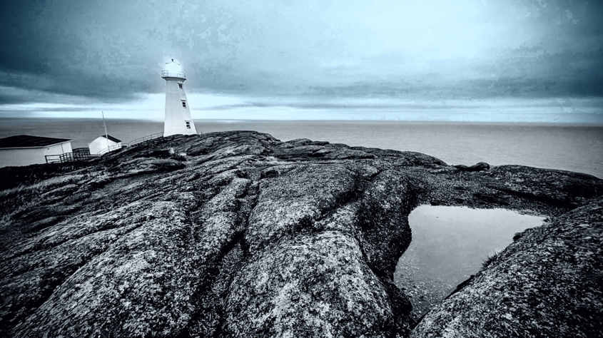 Lighthouse on a rocky shore in Newfoundland-Labrador