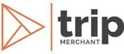 Trip Merchant logo with gold coloured graphic triangle and black print.