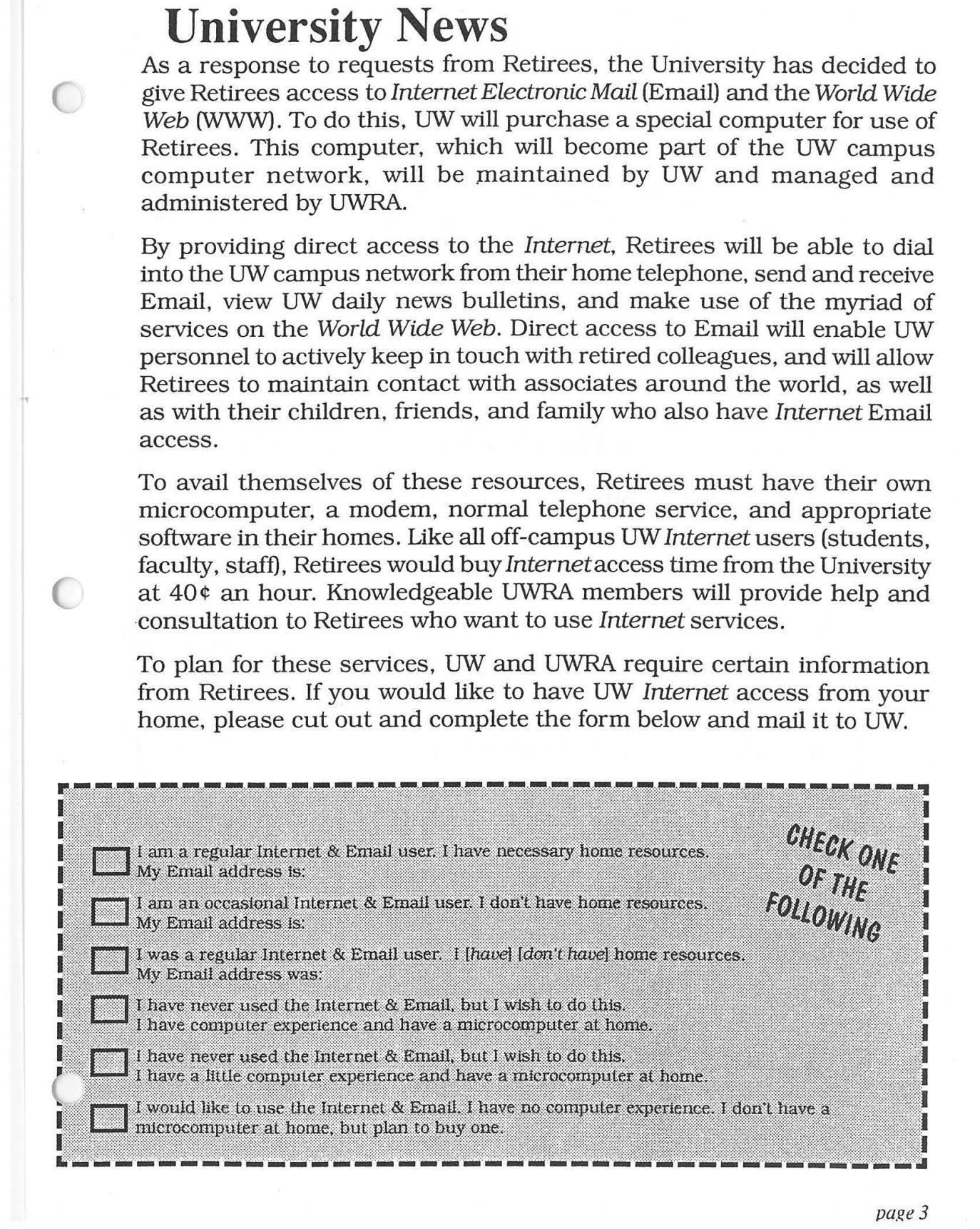 Scanned image of the 1996 Wattimes news inset.