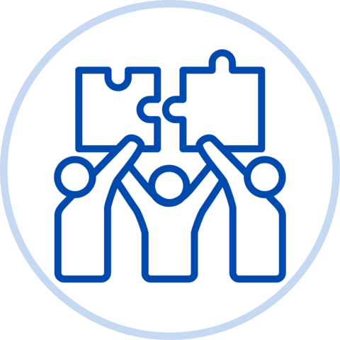 Graphic of people holding puzzle pieces