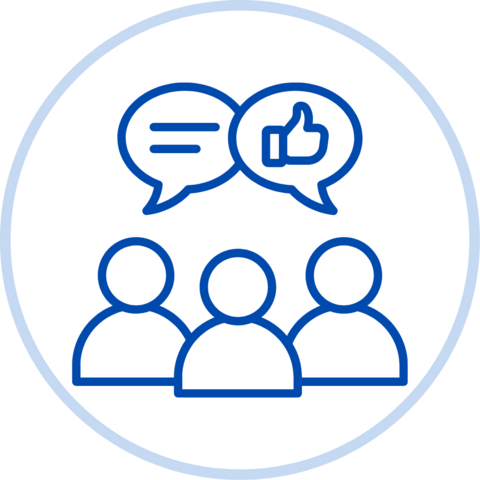 Graphic with people speaking