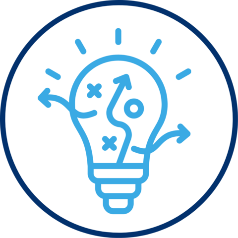 Graphic showing a lightbulb with illustrated pathways