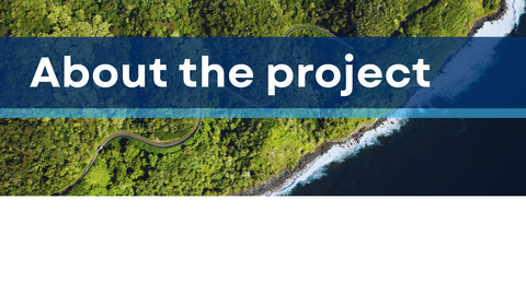 Coastline with winding road and the text "About the Project"