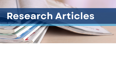 Stack of magazines with text "Research Articles"