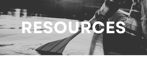 Canoe paddle in water with text "Resources" 