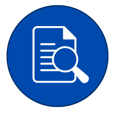 Icon of a magnifying glass on paper
