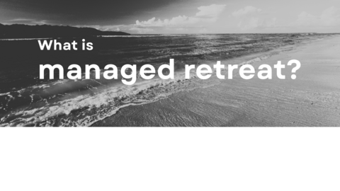 Coastline with text that says "What is managed retreat?"
